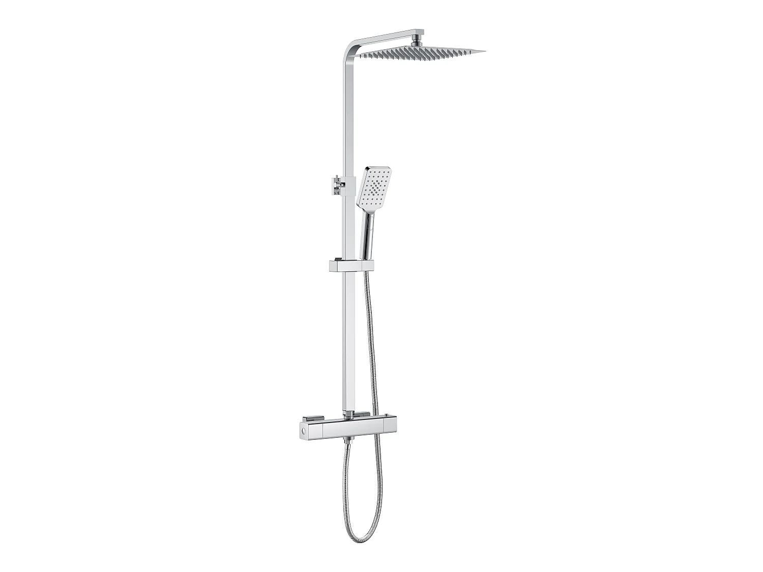 AICA colonne de douche thermostatique avec tête de douche 25 x 25 cm, douchette à main 3 fonctions, hauteur réglable
