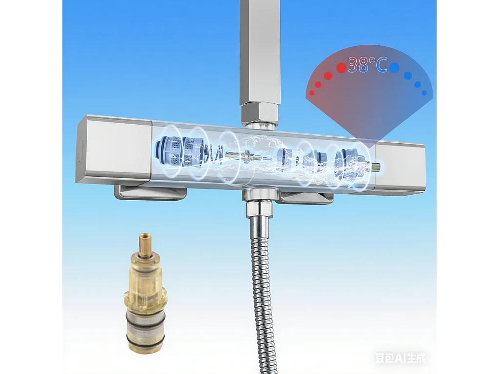 AICA colonne de douche thermostatique avec tête de douche 25 x 25 cm, douchette à main 3 fonctions, hauteur réglable