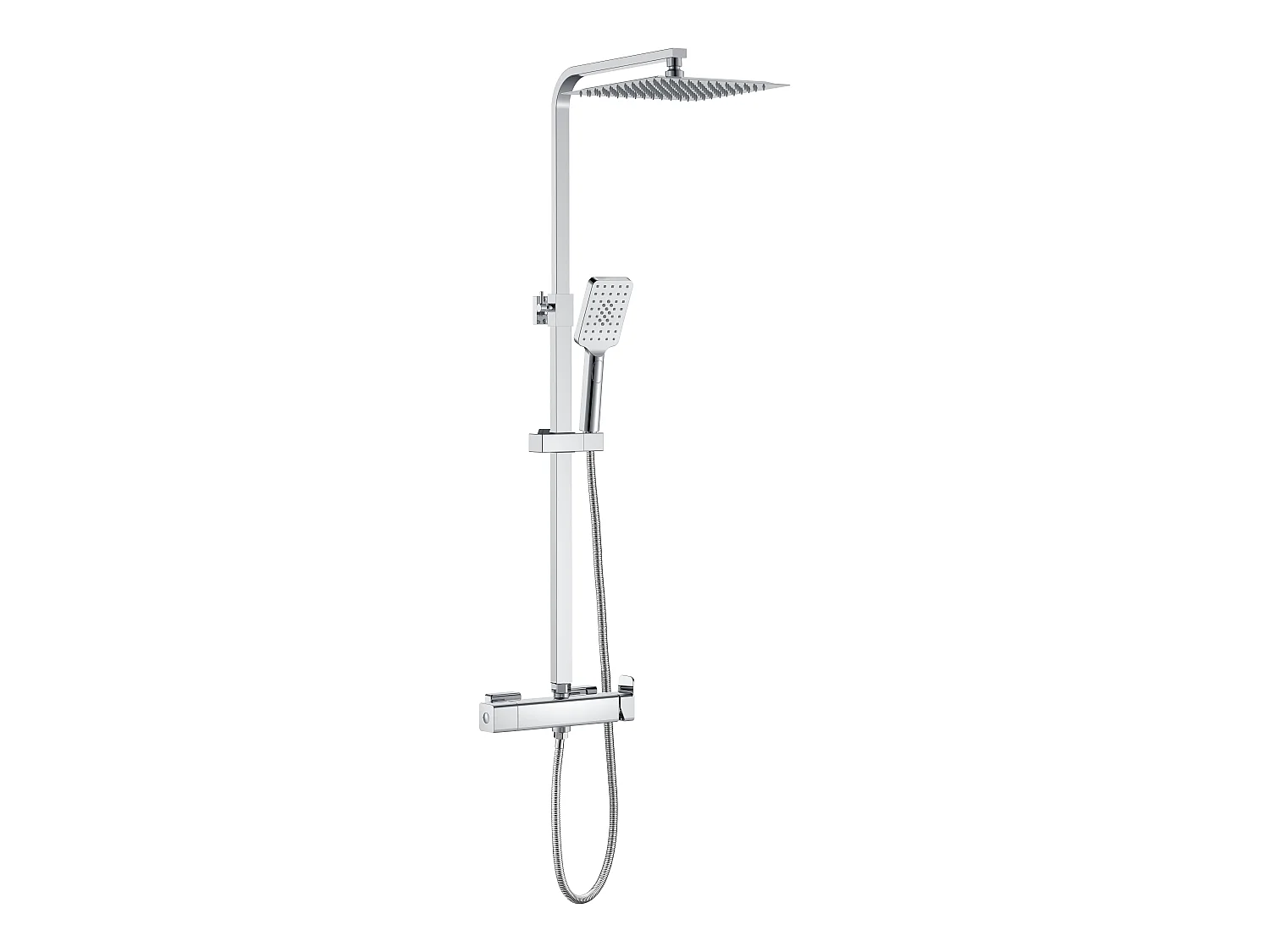AICA colonne de douche en acier inoxydable avec douche de tête carrée 250 mm, douchette 3 fonctions, hauteur réglable