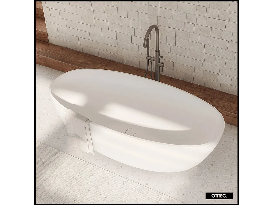 Baignoire Îlot - 148 x 75 cm - SHELL - BLANC MAT - avec SIPHON INCLUS