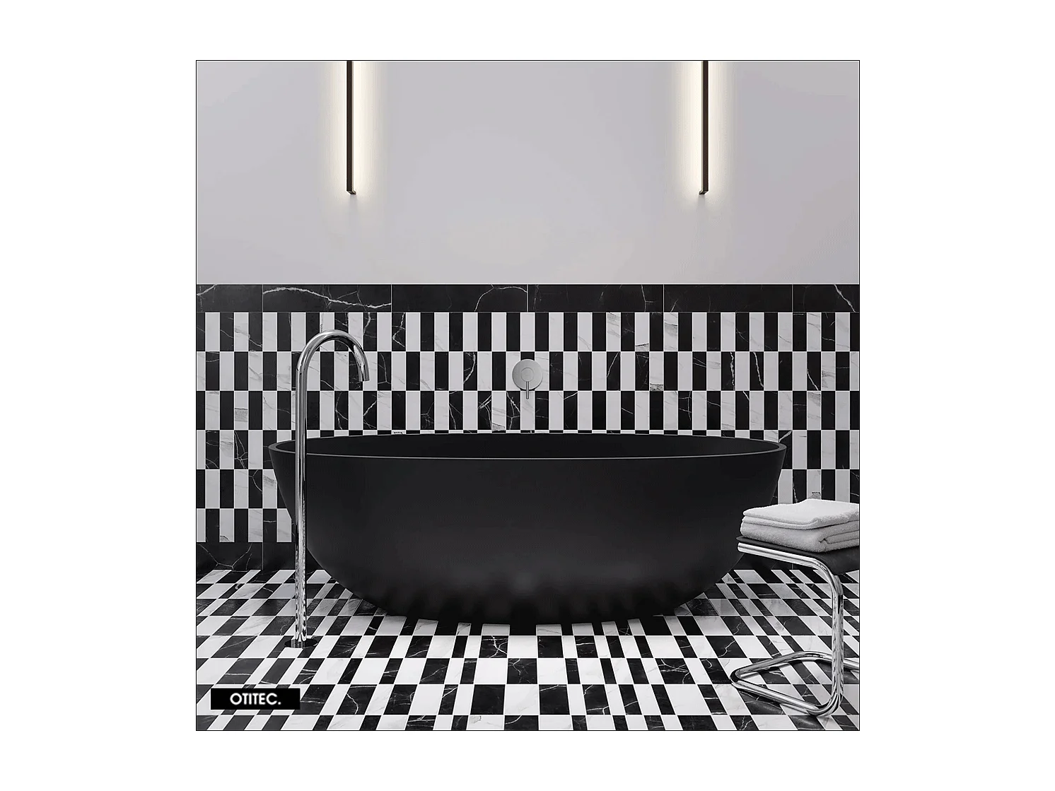 Baignoire Îlot - 175 x 78 cm - SHELL - NOIR MAT - avec SIPHON INCLUS