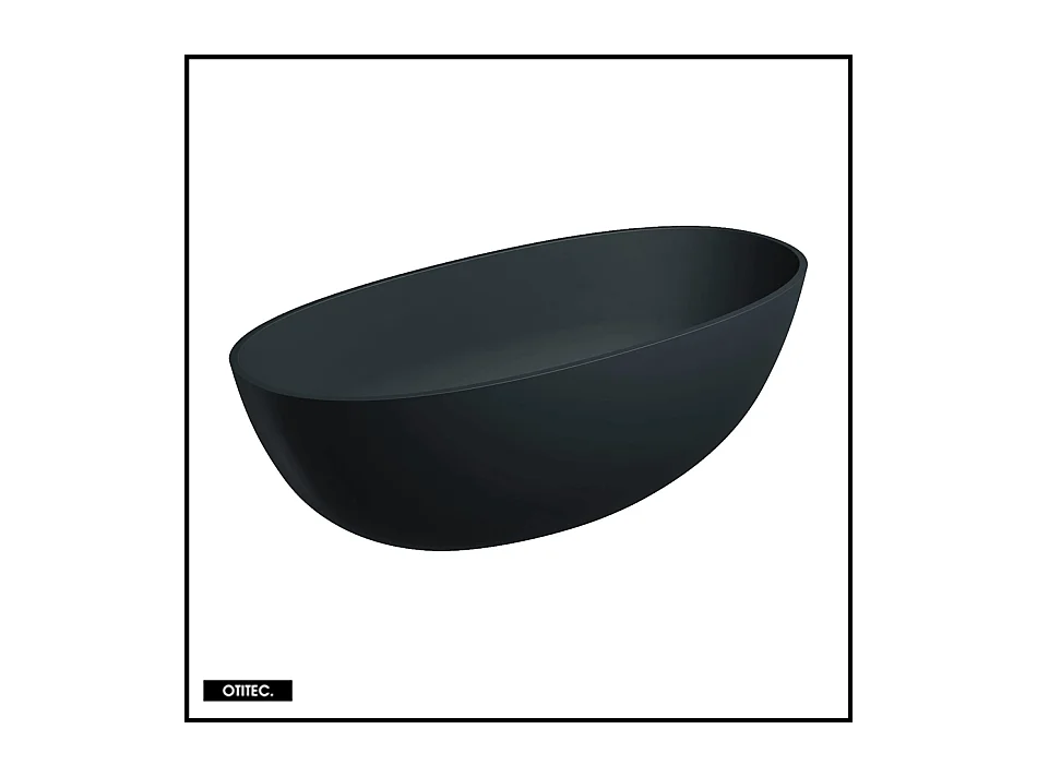 Baignoire Îlot - 175 x 78 cm - SHELL - NOIR MAT - avec SIPHON INCLUS