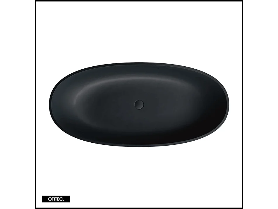 Baignoire Îlot - 175 x 78 cm - SHELL - NOIR MAT - avec SIPHON INCLUS