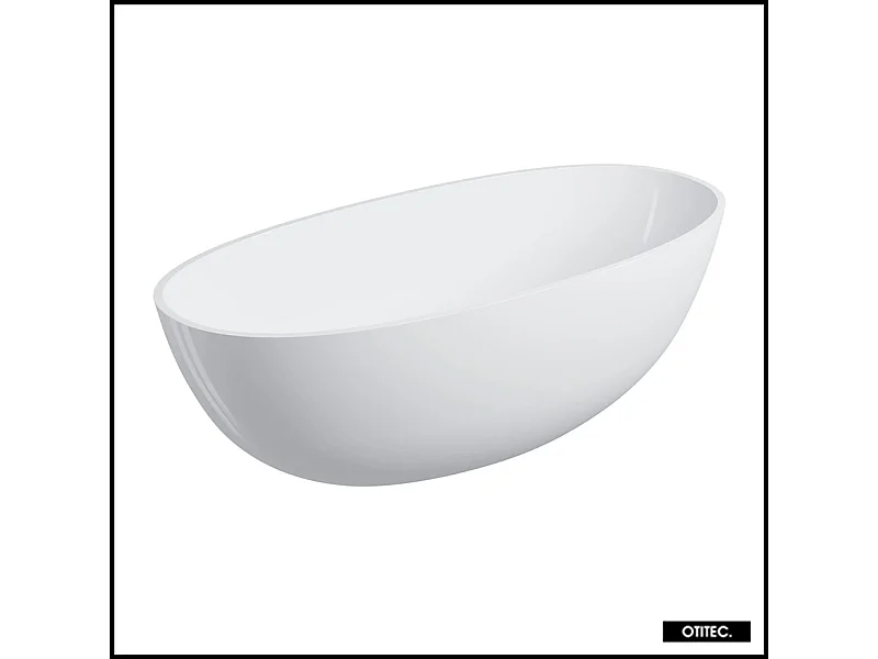 Baignoire Îlot - 148 x 75 cm - SHELL - BLANC BRILLANT - avec SIPHON INCLUS