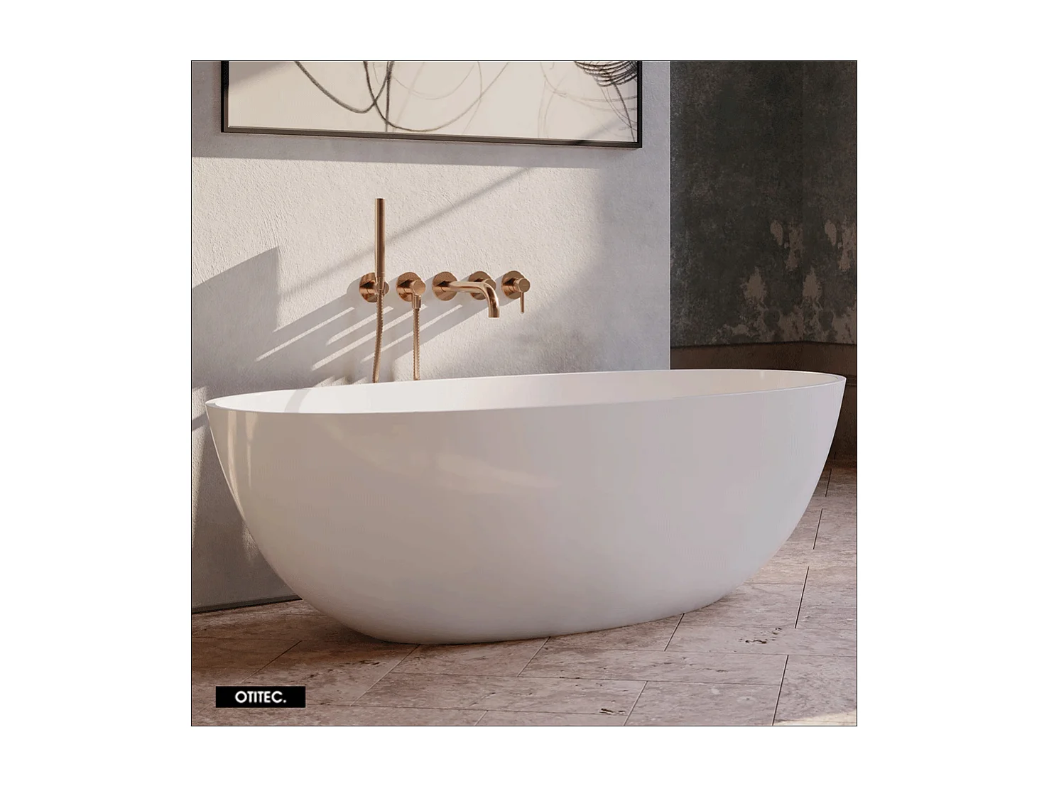 Baignoire Îlot - 148 x 75 cm - SHELL - BLANC BRILLANT - avec SIPHON INCLUS