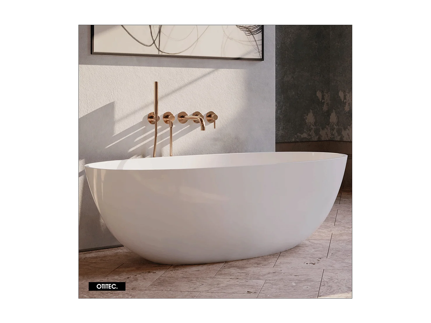 Baignoire Îlot - 148 x 75 cm - SHELL - BLANC BRILLANT - avec SIPHON INCLUS