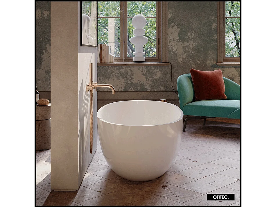 Baignoire Îlot - 148 x 75 cm - SHELL - BLANC BRILLANT - avec SIPHON INCLUS