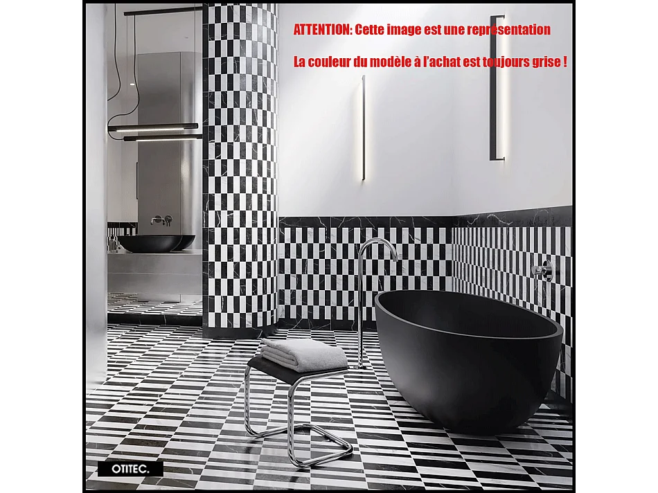 Baignoire Îlot - 160 x 75 cm - SHELL - GRIS CENDRÉ MAT - avec SIPHON INCLUS