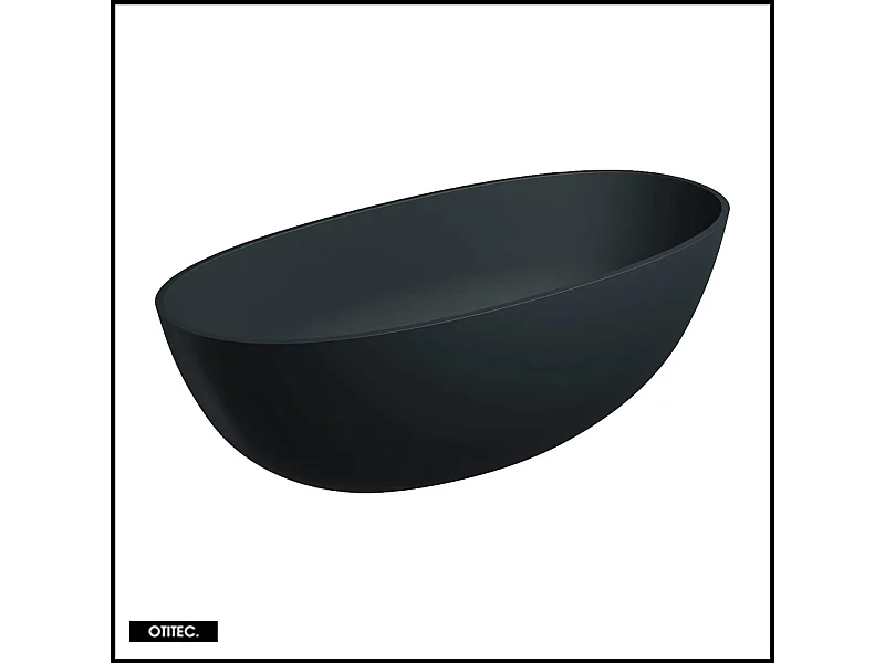 Baignoire Îlot - 148 x 75 cm - SHELL - NOIR MAT - avec SIPHON INCLUS