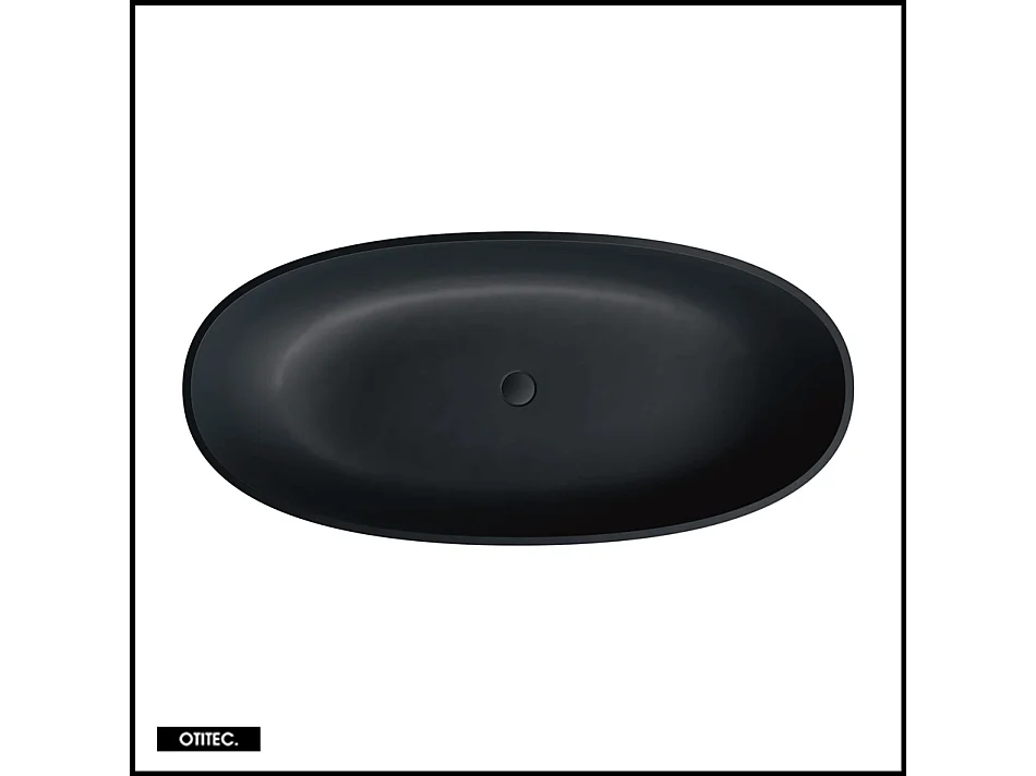 Baignoire Îlot - 148 x 75 cm - SHELL - NOIR MAT - avec SIPHON INCLUS
