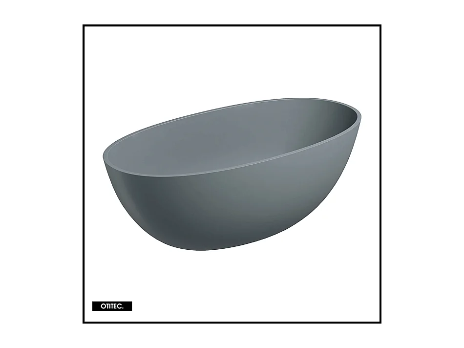 Baignoire Îlot - 148 x 75 cm - SHELL - Gris CENDRÉ MAT - avec SIPHON INCLUS