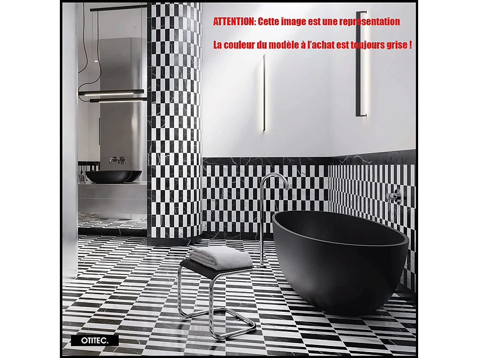 Baignoire Îlot - 148 x 75 cm - SHELL - Gris CENDRÉ MAT - avec SIPHON INCLUS