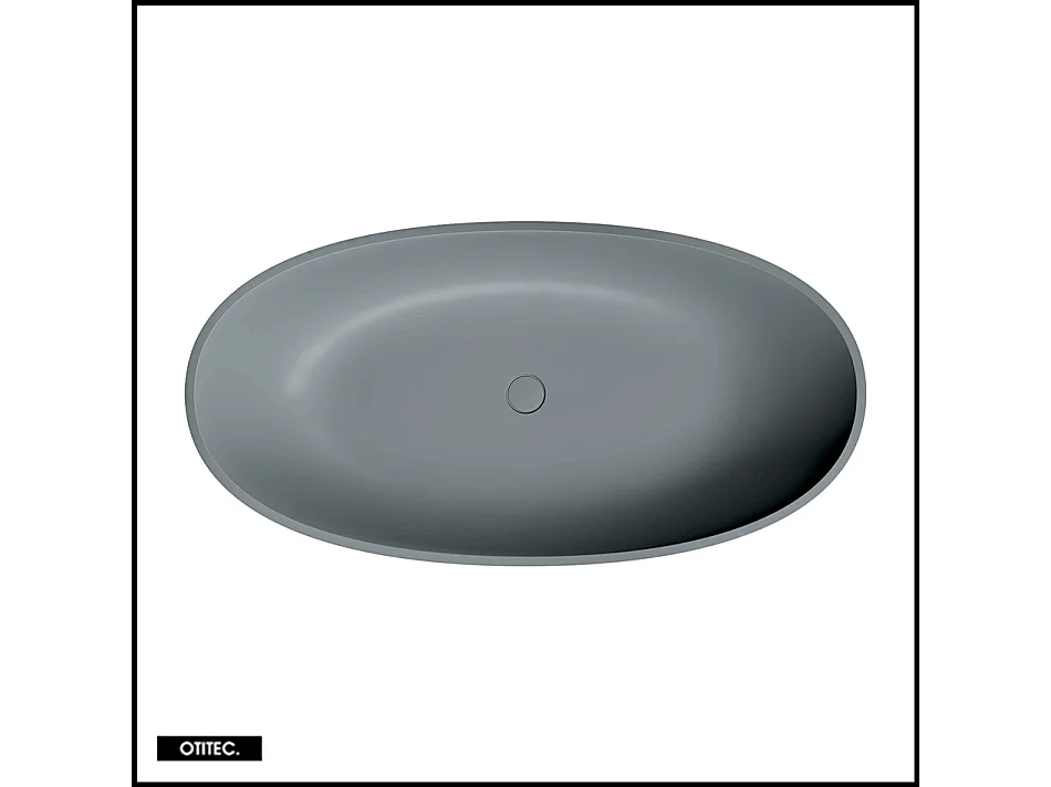 Baignoire Îlot - 175 x 78 cm - SHELL - GRIS CENDRÉ MAT - avec SIPHON INCLUS