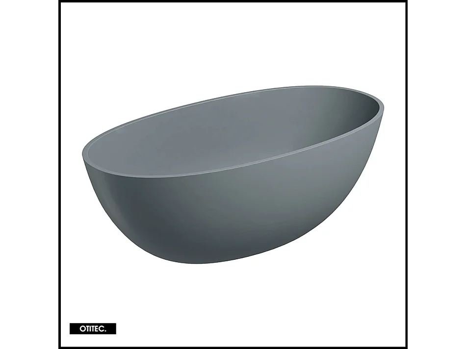 Baignoire Îlot - 175 x 78 cm - SHELL - GRIS CENDRÉ MAT - avec SIPHON INCLUS