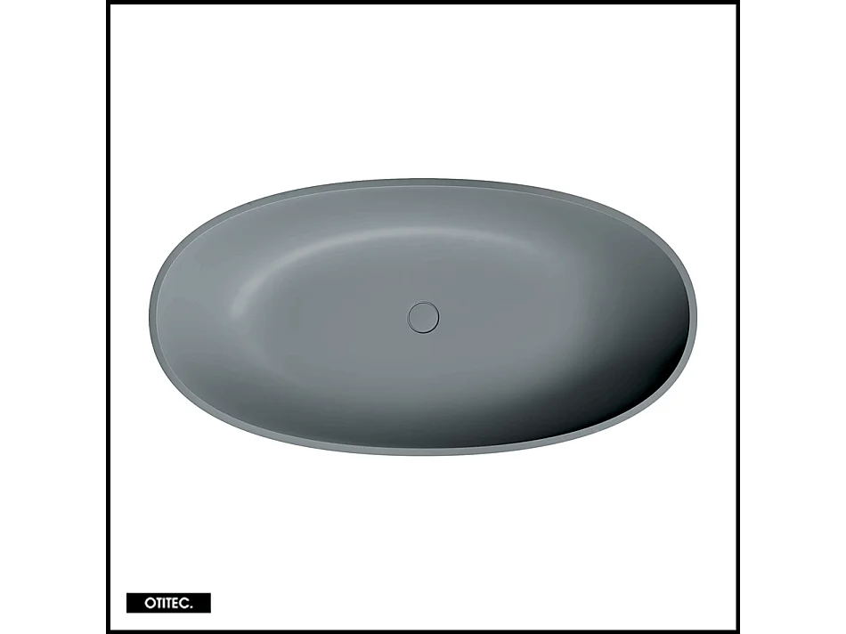 Baignoire Îlot - 175 x 78 cm - SHELL - GRIS CENDRÉ MAT - avec SIPHON INCLUS
