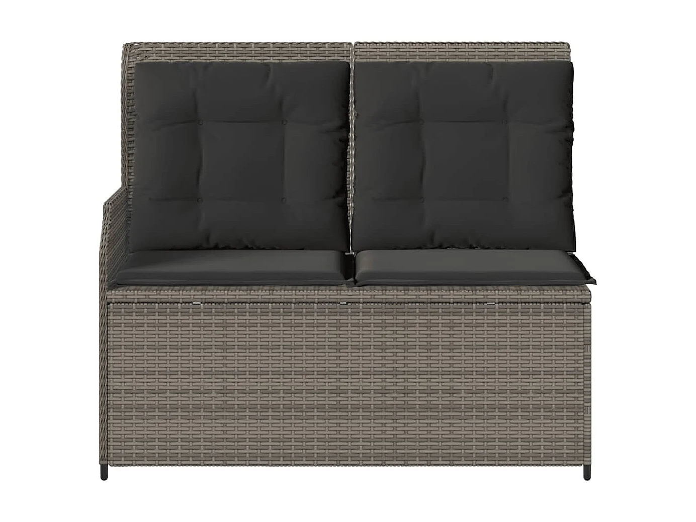 Banc inclinable de jardin avec coussins gris résine tressée