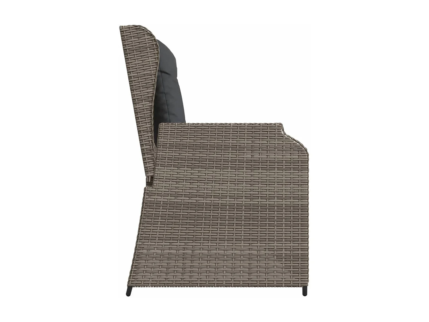 Banc inclinable de jardin avec coussins gris résine tressée