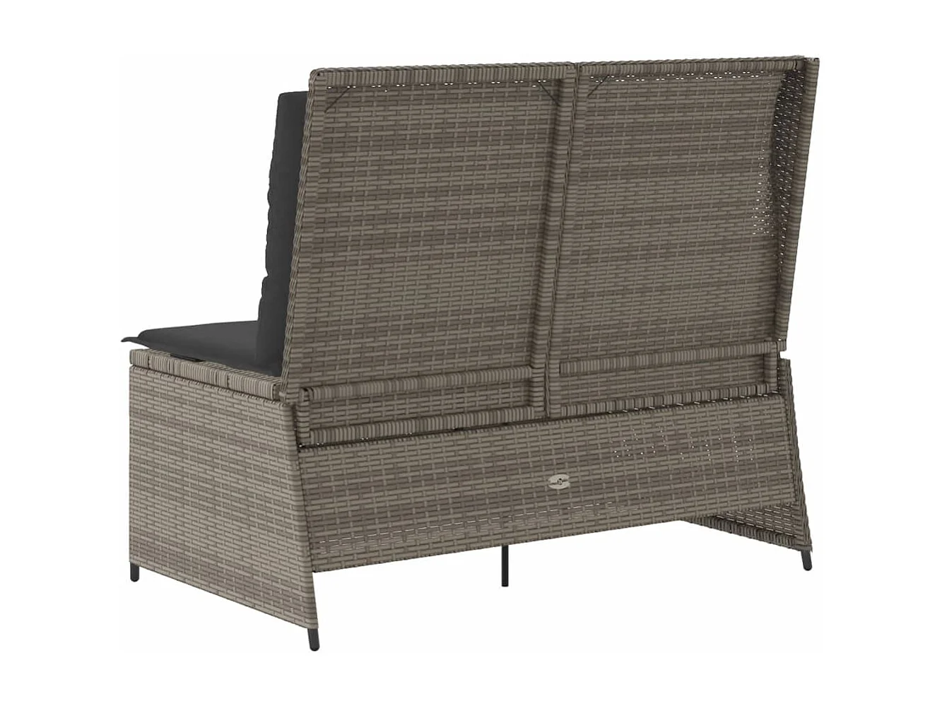 Banc inclinable de jardin avec coussins gris résine tressée