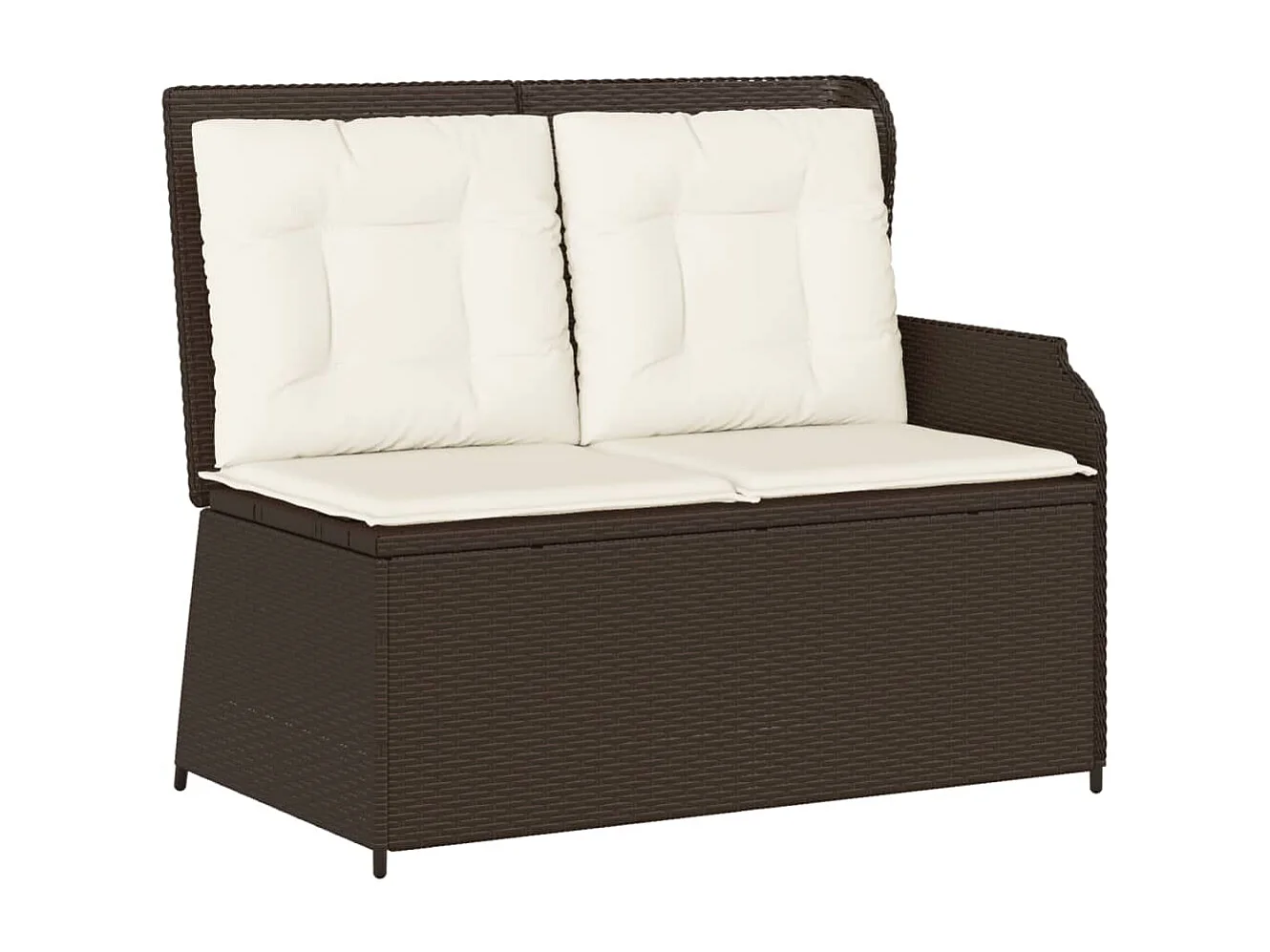 Banc inclinable de jardin avec coussins marron résine tressée