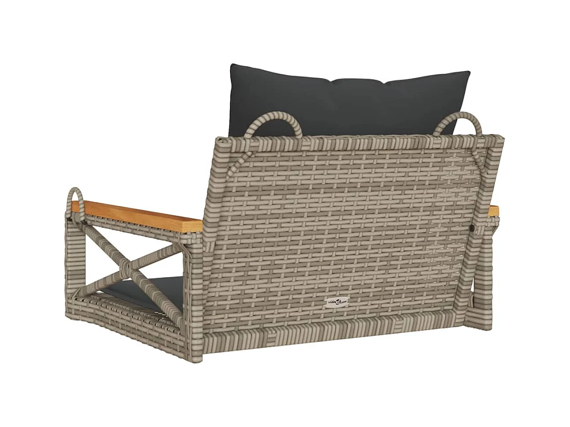 Balanço com almofadas cinza 63x62x40 cm resina tecida