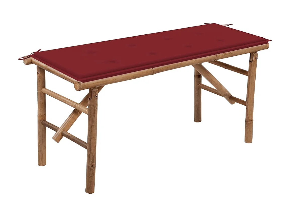 Banco de jardim dobrável com almofada de bambu de 118 cm