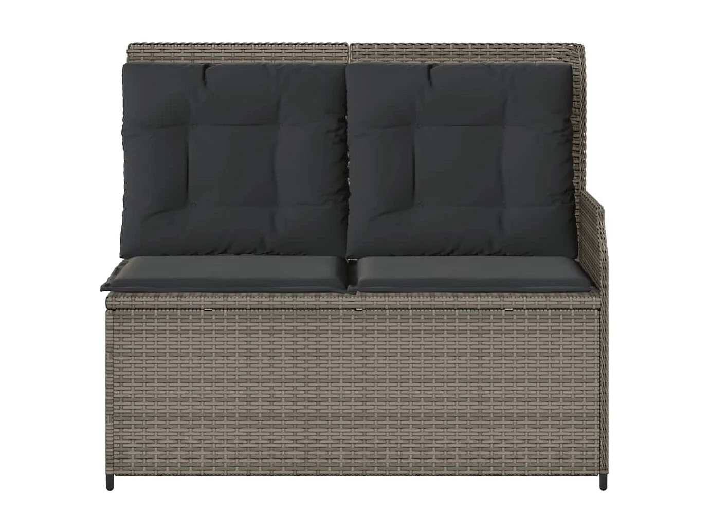 Banc inclinable de jardin avec coussins gris résine tressée