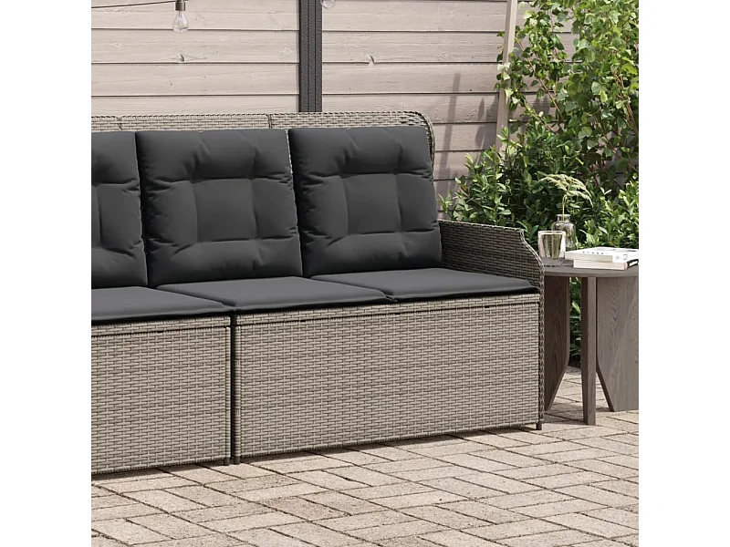 Banc inclinable de jardin avec coussins gris résine tressée