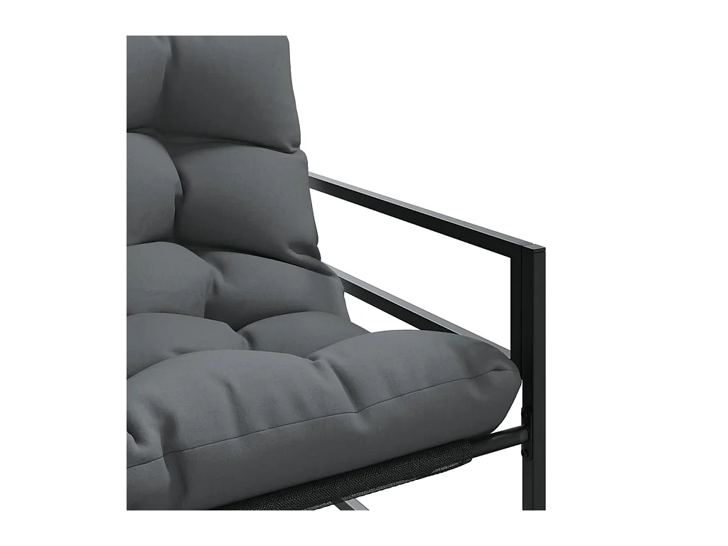 Banco de jardim com almofada antracite aço 113 cm