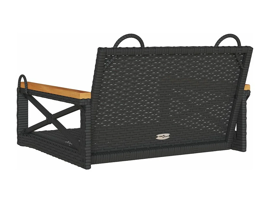 Altalena nera 63x62x40 cm in resina intrecciata