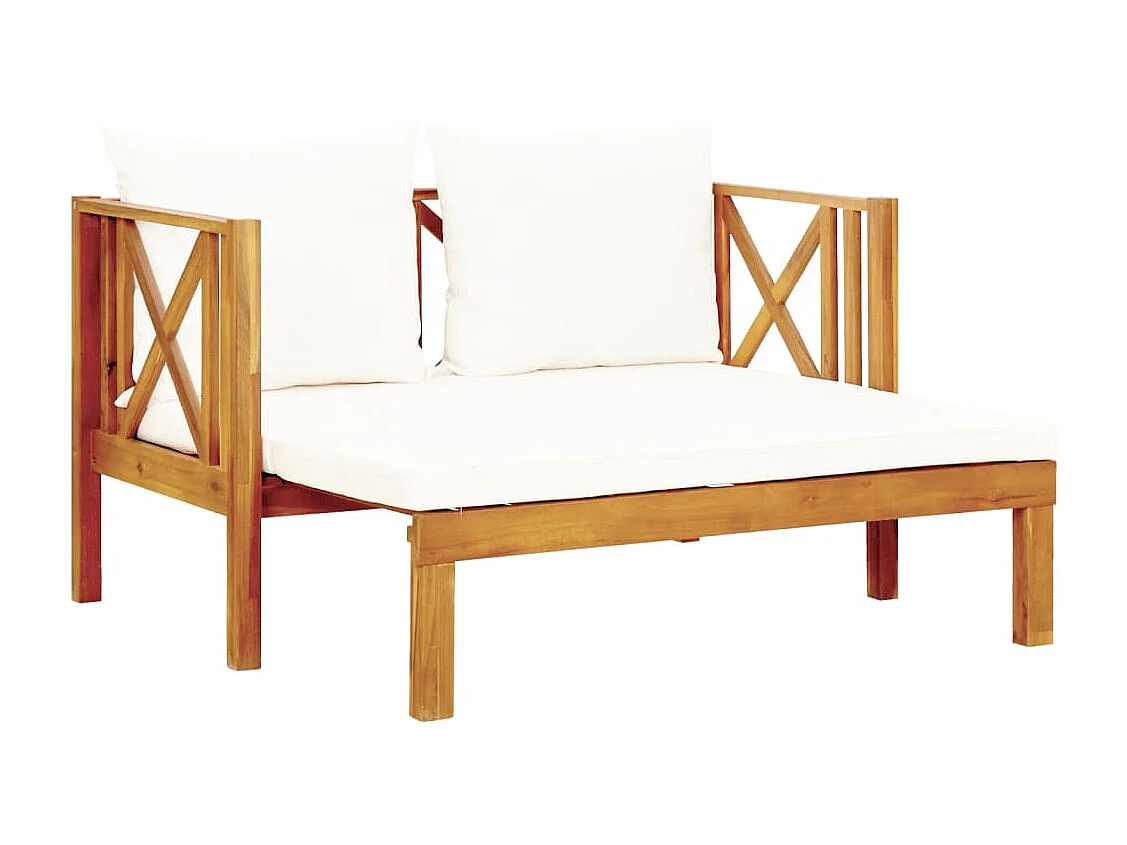 Banco de jardim de 2 lugares e almofadas 122 cm Madeira maciça de acácia