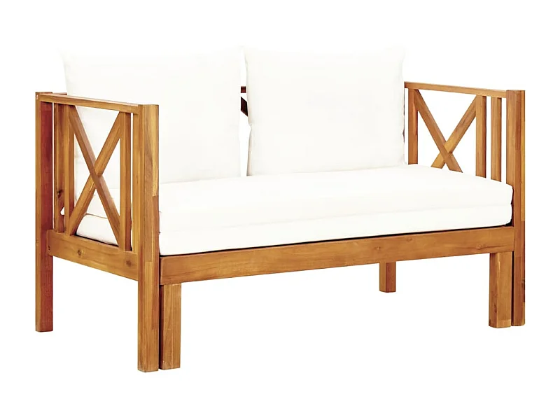 Panca da giardino a 2 posti e cuscini 122 cm Legno massello di acacia