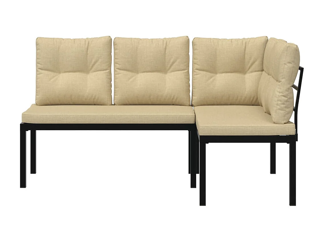 Gartenbänke mit Kissen, 2er-Set aus pulverbeschichtetem Stahl