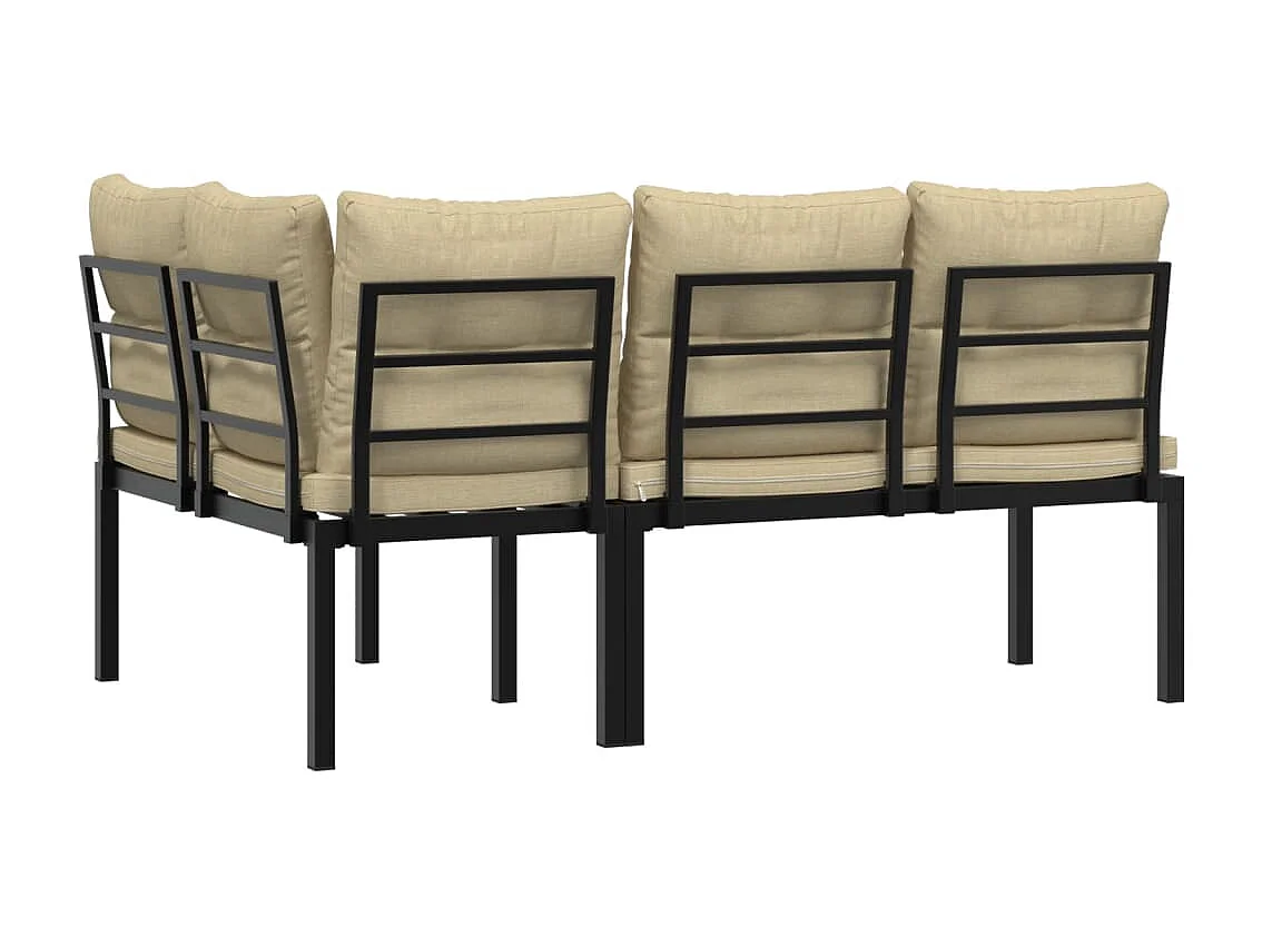 Gartenbänke mit Kissen, 2er-Set aus pulverbeschichtetem Stahl