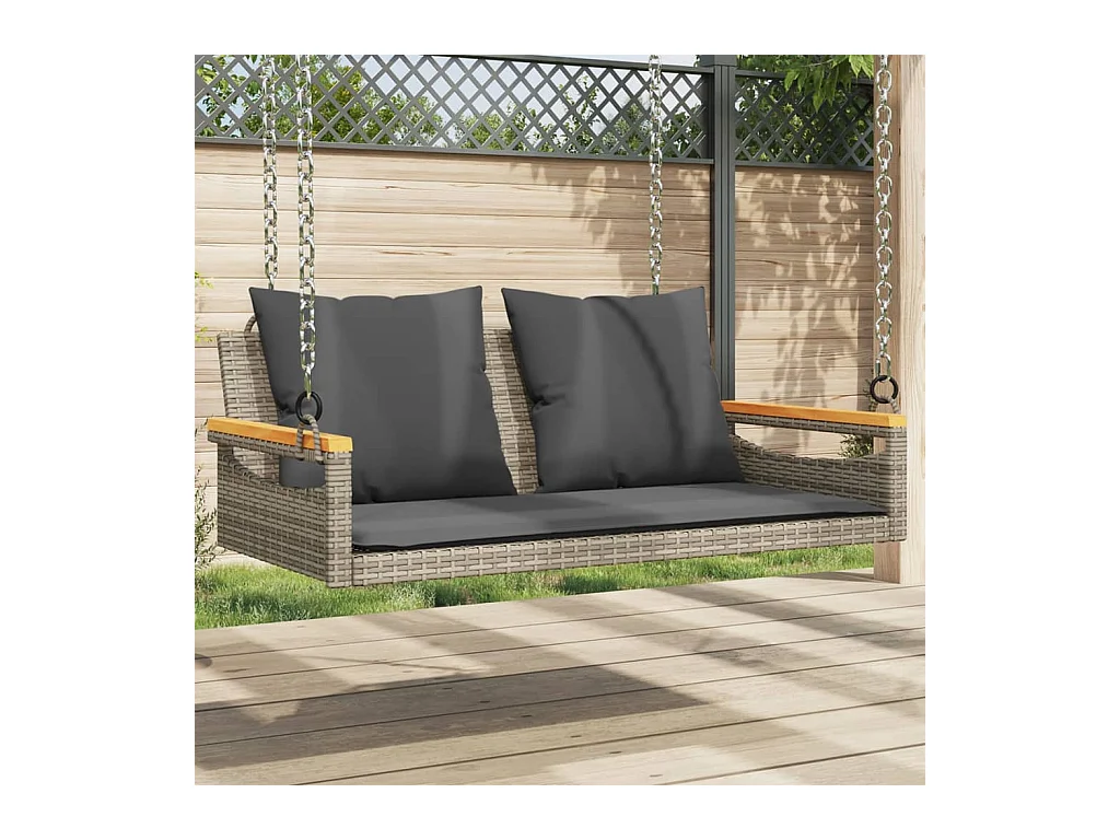 Schommel met grijze kussens 109x62x40 cm geweven hars