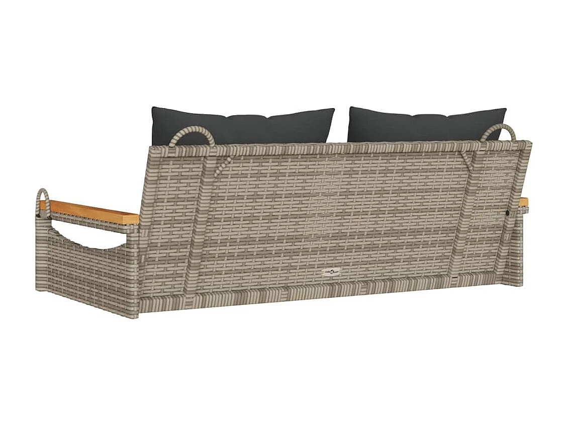 Balancelle avec coussins gris 109x62x40 cm résine tressée