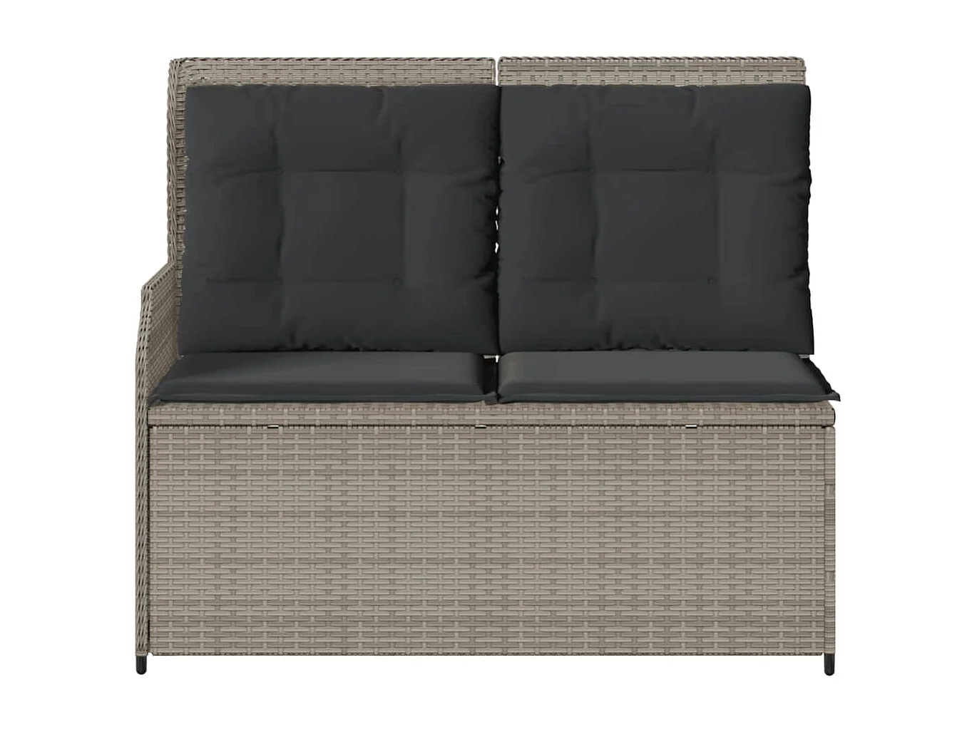 Banc inclinable de jardin et coussins gris clair résine tressée