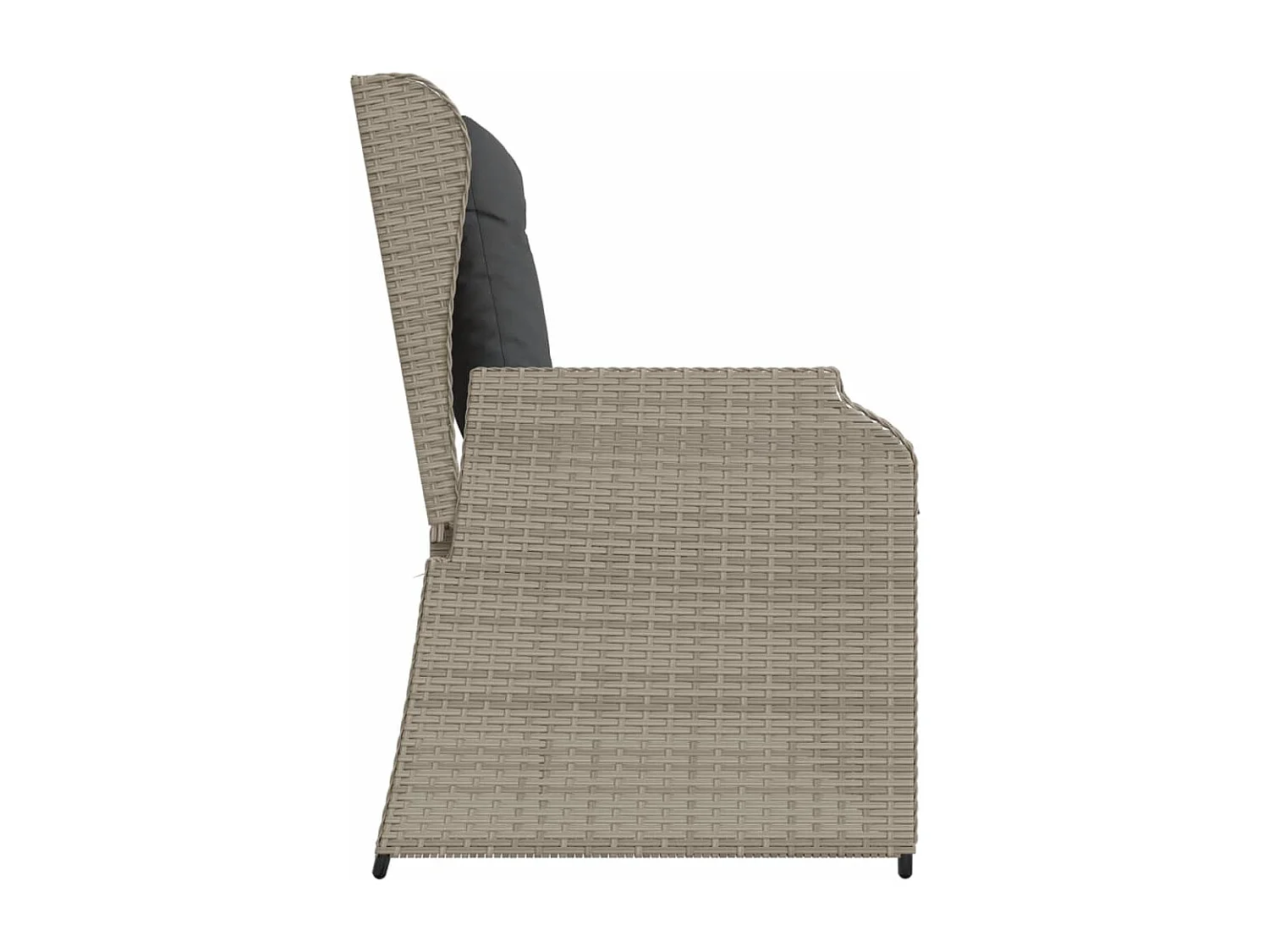 Banc inclinable de jardin et coussins gris clair résine tressée