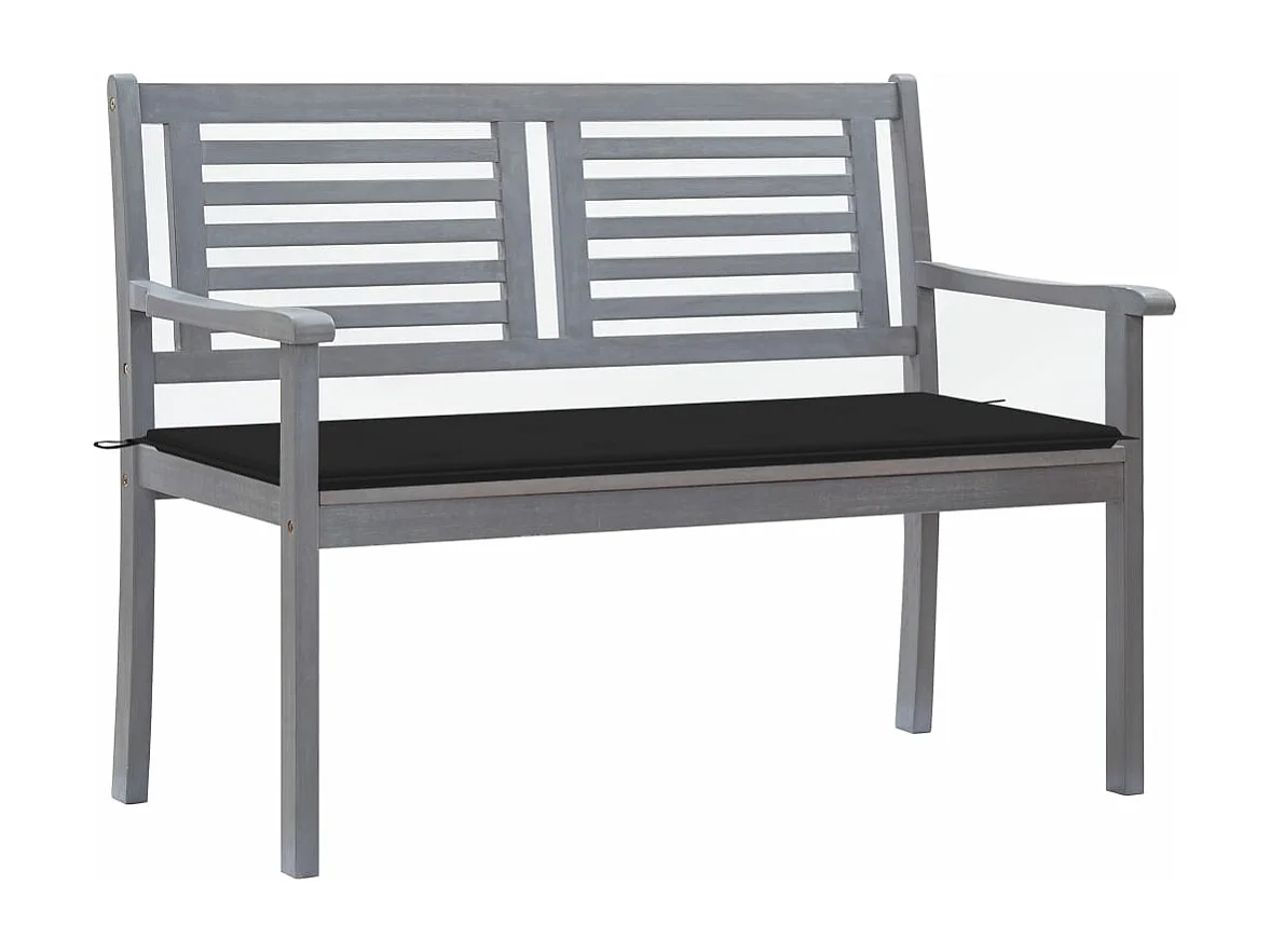 Banc de jardin 2 places avec coussin 120 cm Gris Eucalyptus
