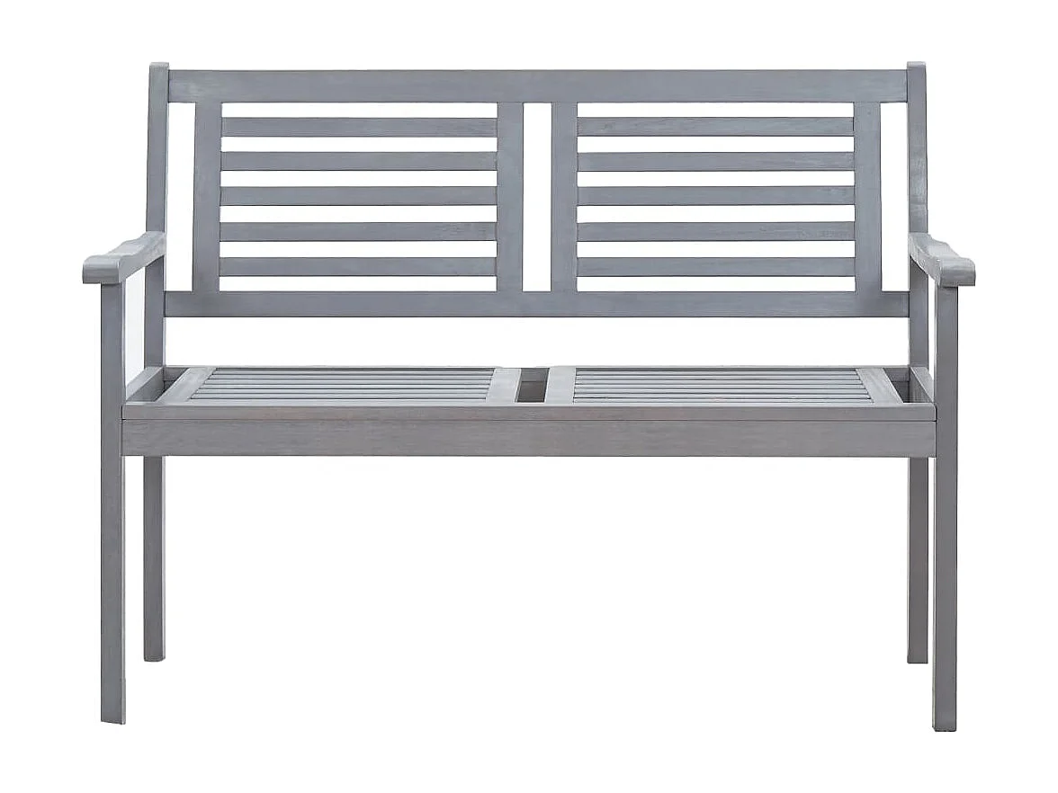 Banc de jardin 2 places avec coussin 120 cm Gris Eucalyptus