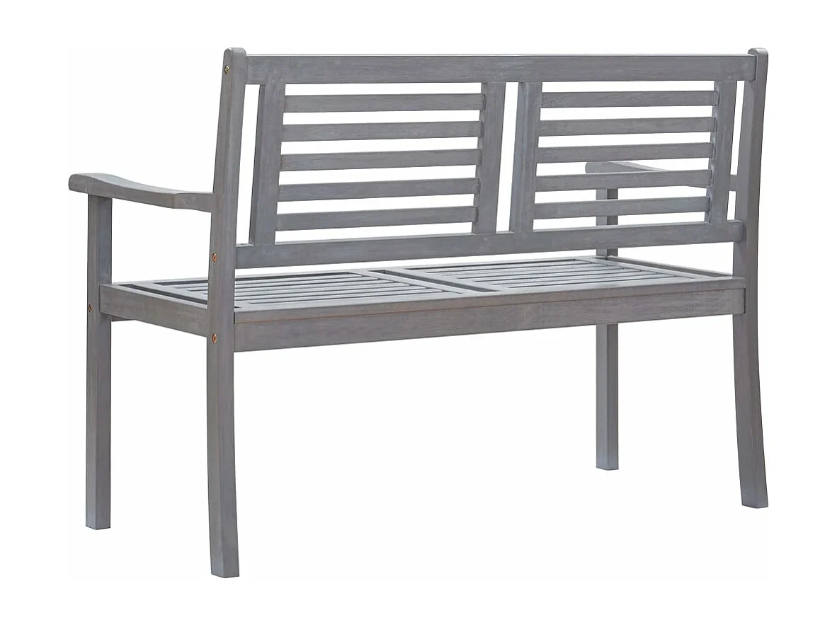 Banc de jardin 2 places avec coussin 120 cm Gris Eucalyptus