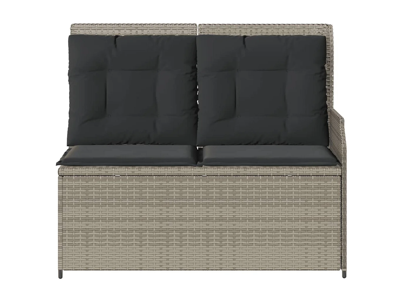 Banc inclinable de jardin et coussins gris clair résine tressée