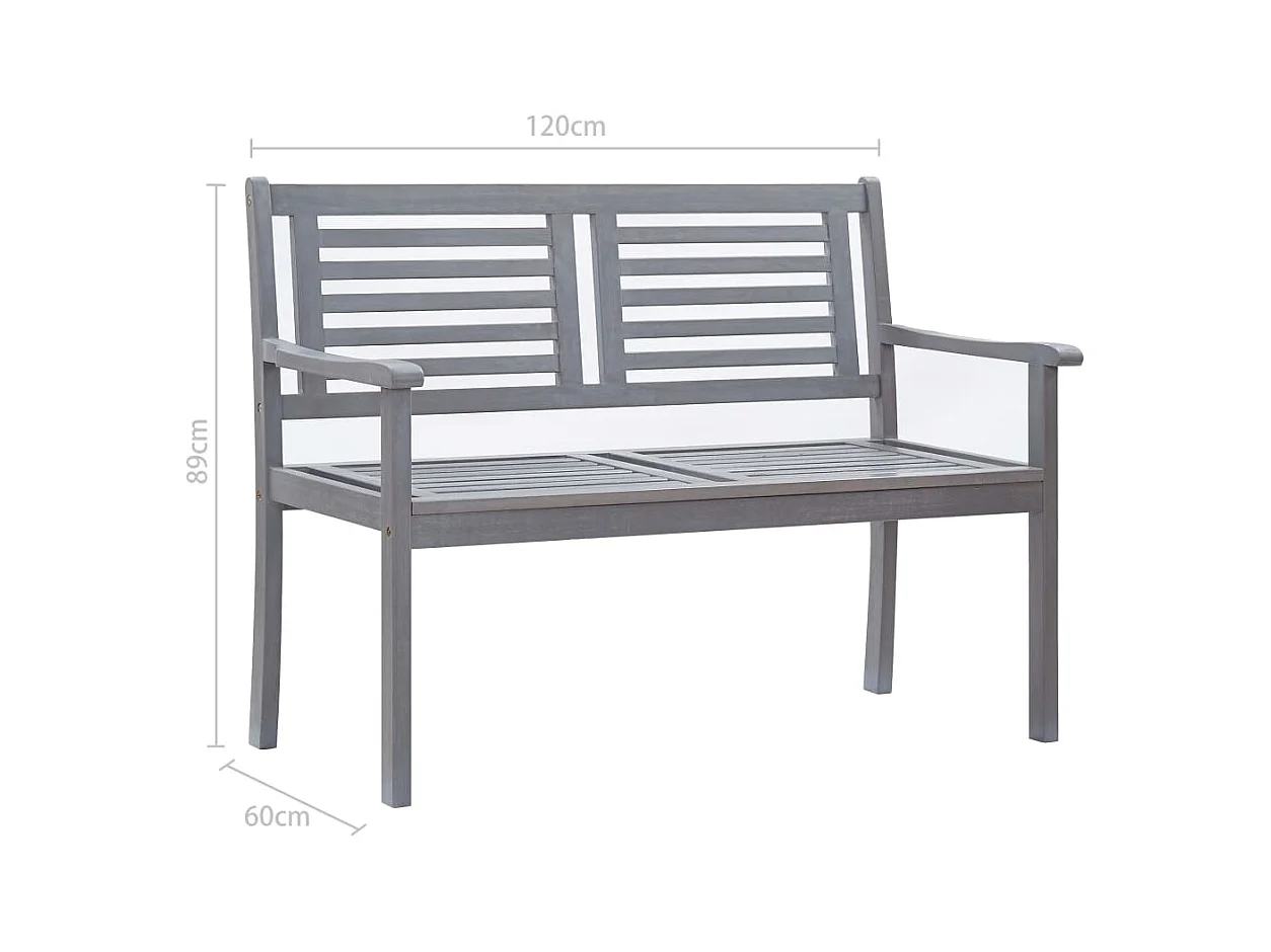 2-Sitzer-Gartenbank mit Kissen 120 cm Eukalyptusgrau