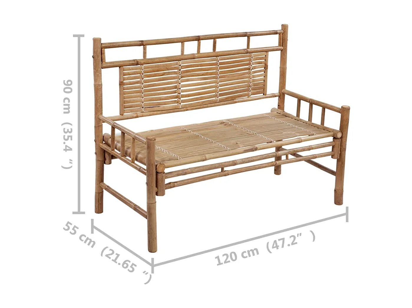 Gartenbank mit Kissen 120 cm Bambus