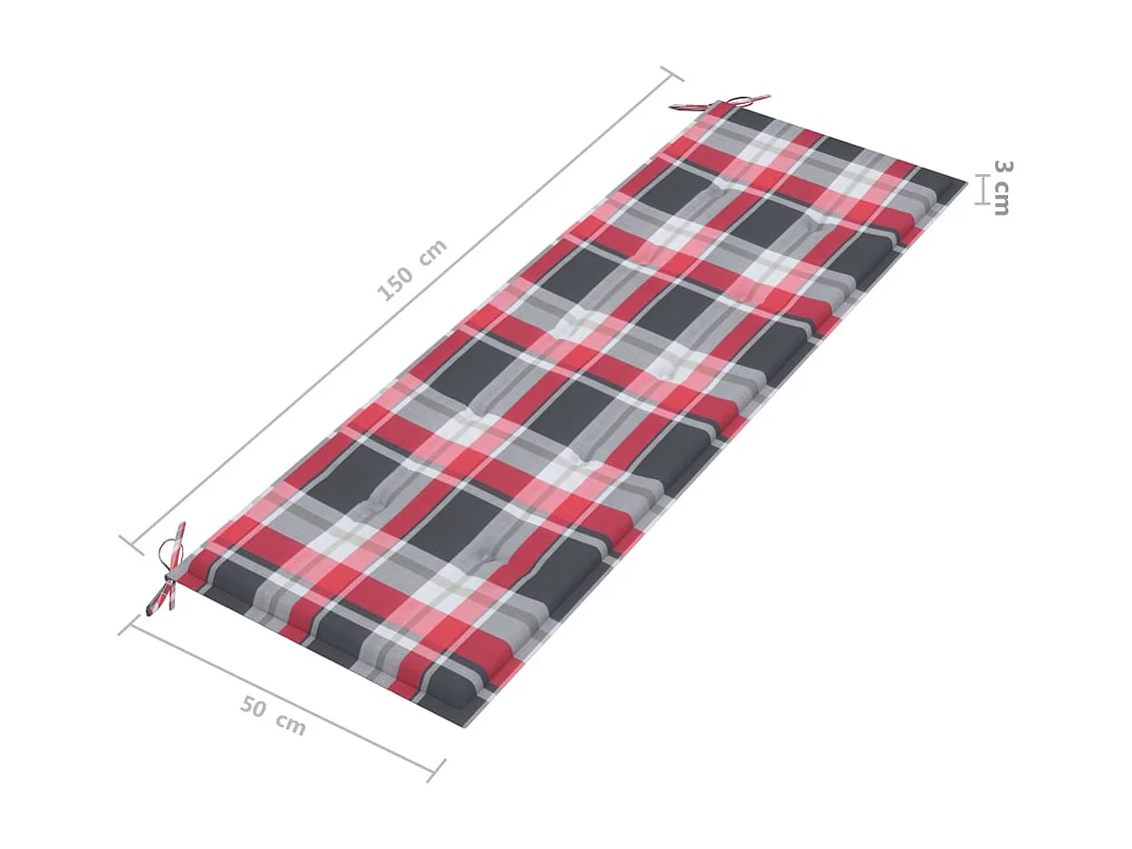 Banco de jardim de 3 lugares com almofada de 150 cm de madeira de eucalipto