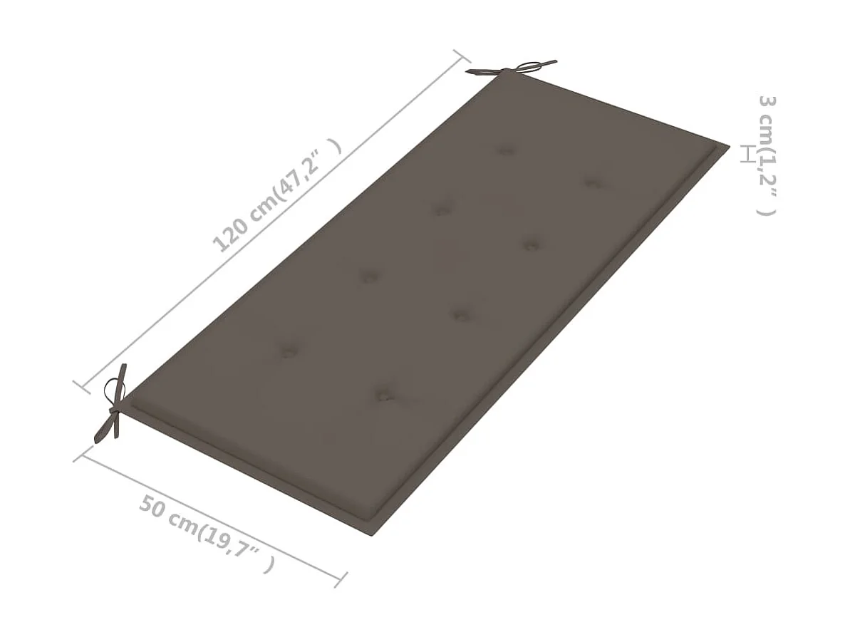 Banco Batavia com almofada cinza 120 cm Madeira maciça de teca