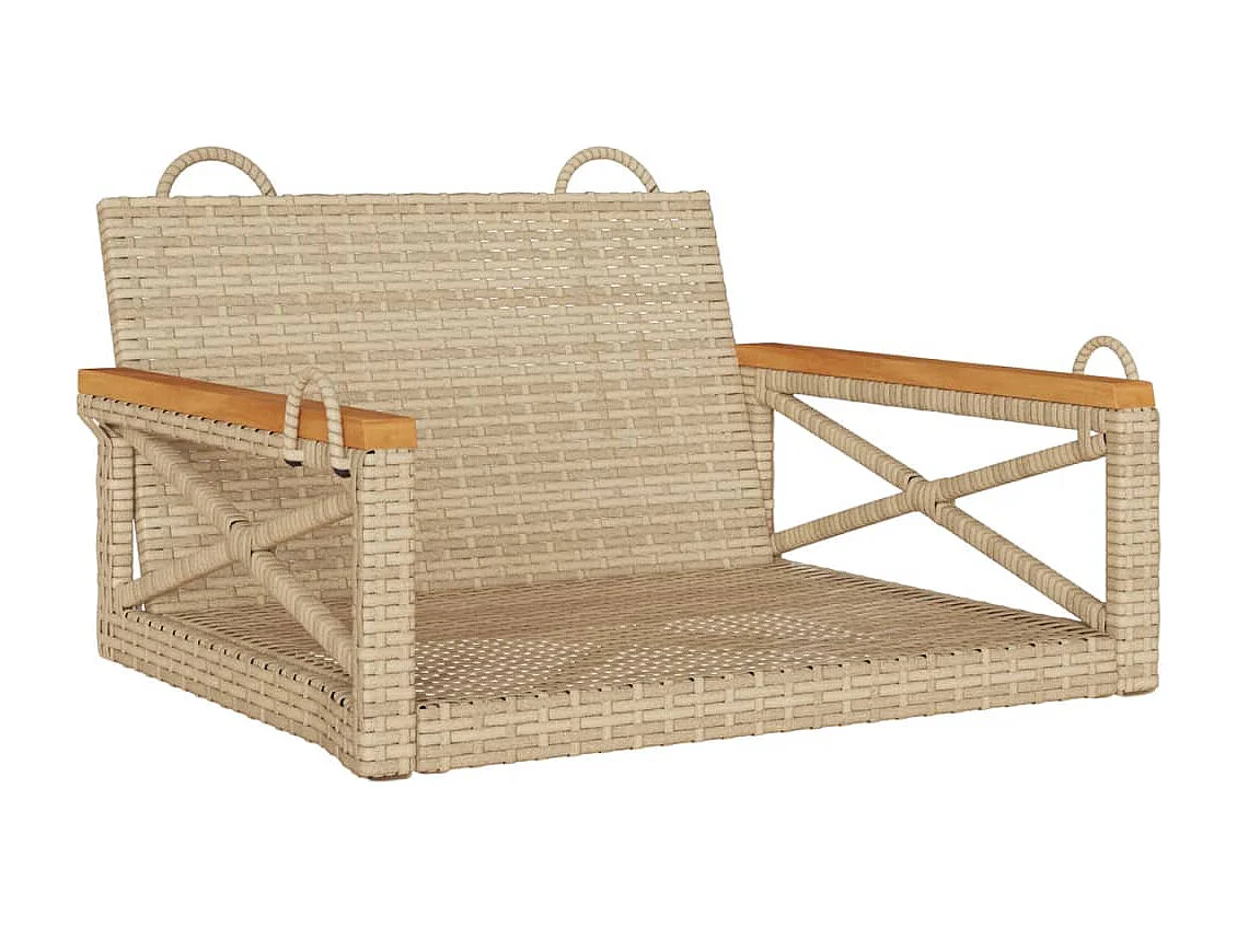 Columpio beige 63x62x40 cm resina tejida