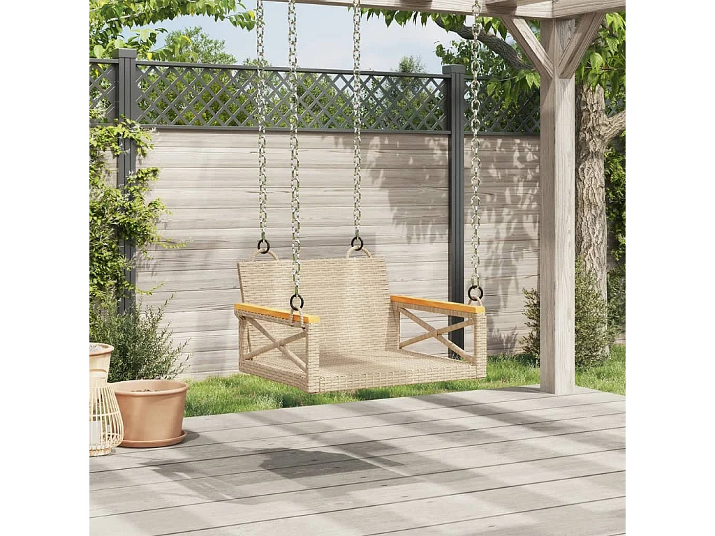 Balancelle beige 63x62x40 cm résine tressée