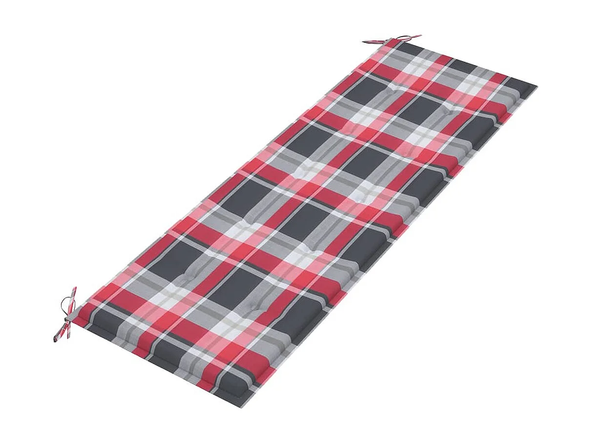 Cojín de banco Batavia con estampado de cuadros rojos 150 cm Madera de teca