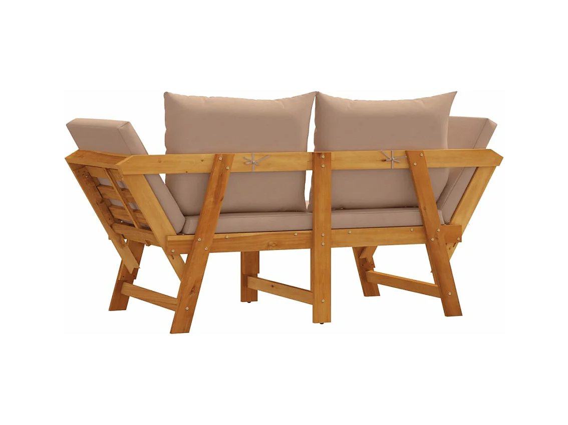 Panca da giardino con cuscini 2 in 1 in legno massello di acacia