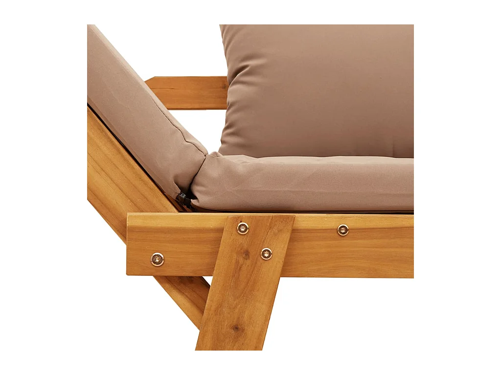 Panca da giardino con cuscini 2 in 1 in legno massello di acacia